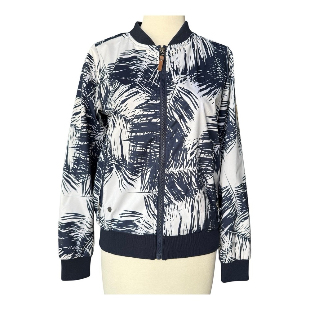 McKinley Aquamax Pro Navy White Tropical Print Windbreaker Jacket Size XXS EUC
